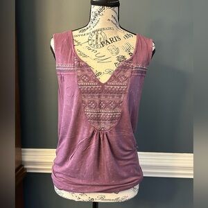 Knox Rose Purple Tank Top with Geometric Patterns